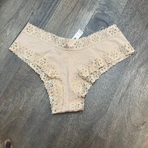 NWT Victoria’s Secret Beige Modal Cotton Lace Trim Cheeky Panties VS Large L